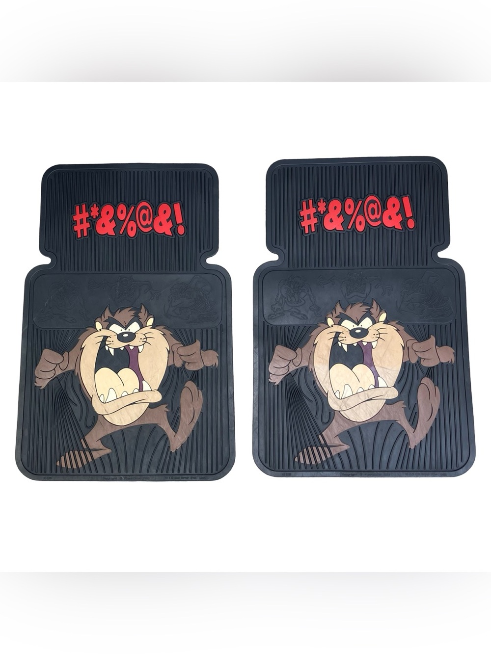 VTG PlastiColor Looney Tunes Taz Tasmanian Devil Rubber Floor Mats Taz Attitude